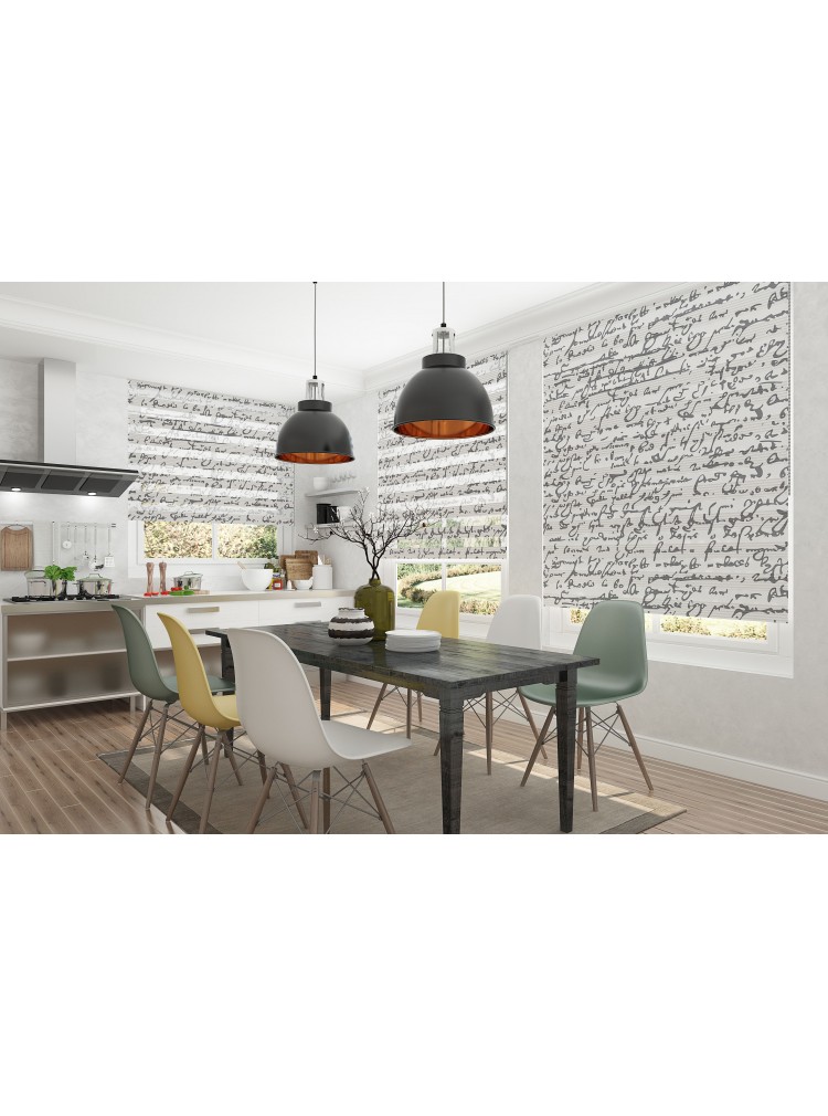 ZEBRA PERDE  GRİ YAZILI MODERN